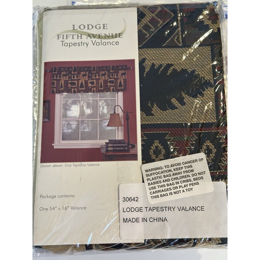 Pine Creek Lodge Tapestry Window Valance Modern Rustic Woven Pattern 54"x16"-NEW